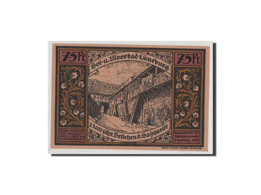 Geldschein, Deutschland, Luneburg Stadt, 75 Pfennig, 1921, UNZ, Mehl:840.2