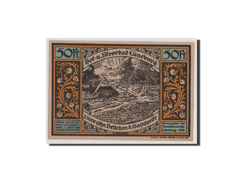 Billete, Alemania, Luneburg Stadt, 50 Pfennig, 1921, UNC, Mehl:840.1