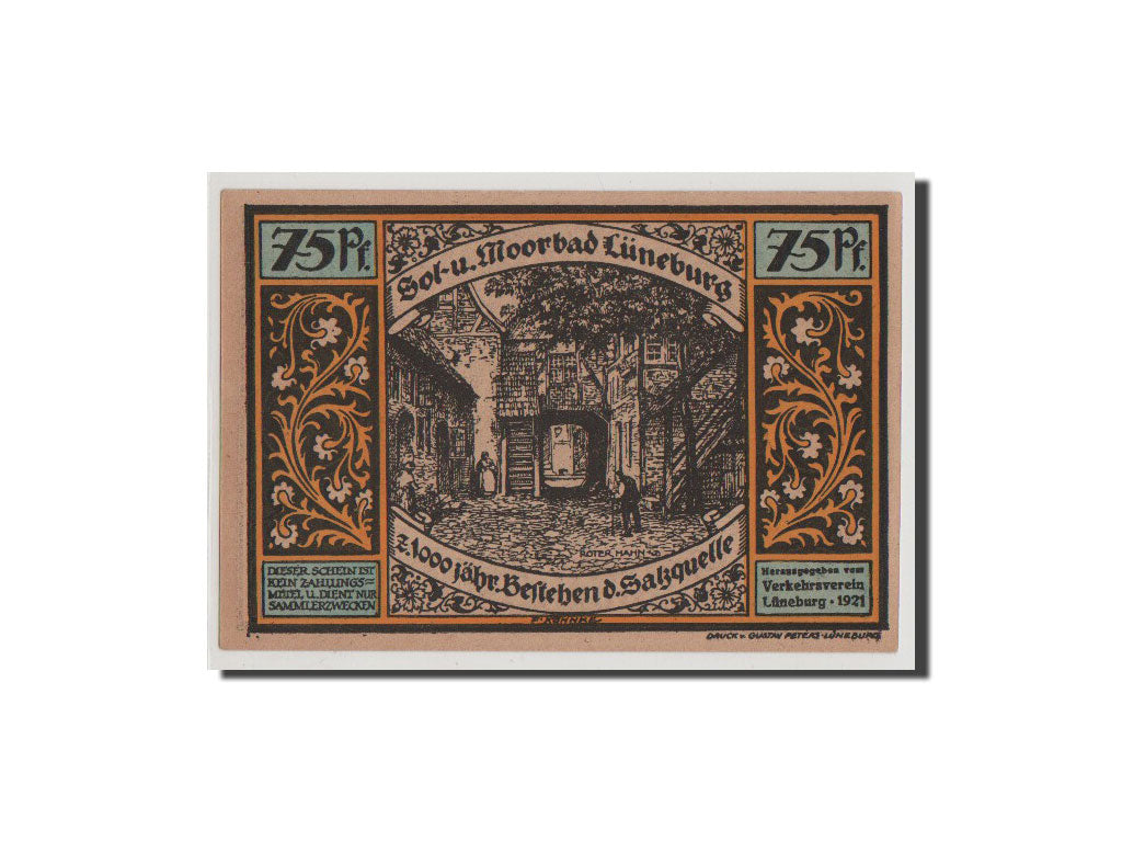 Geldschein, Deutschland, Luneburg Stadt, 75 Pfennig, 1921, UNZ, Mehl:840.1