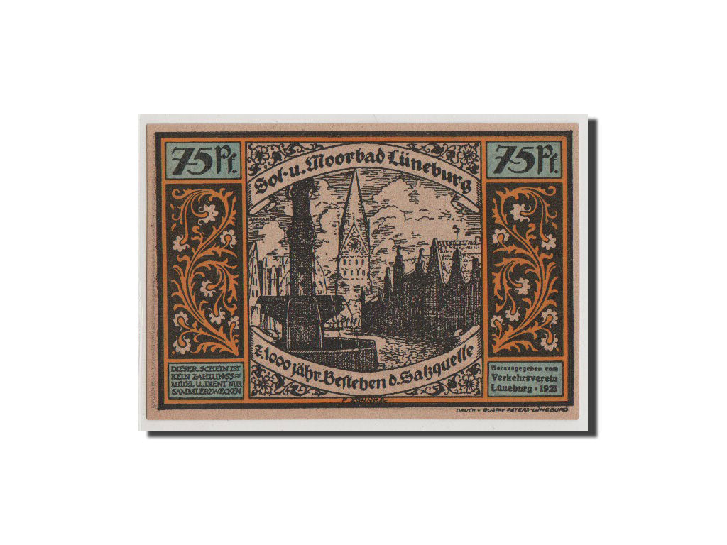 Geldschein, Deutschland, Luneburg Stadt, 75 Pfennig, 1921, UNZ, Mehl:840.1