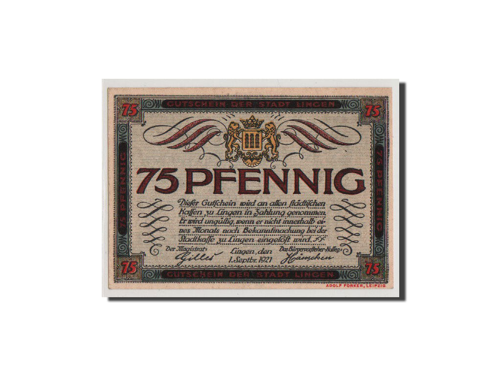 Geldschein, Deutschland, Lingen Stadt, 75 Pfennig, 1921, UNZ-, Mehl:803.3