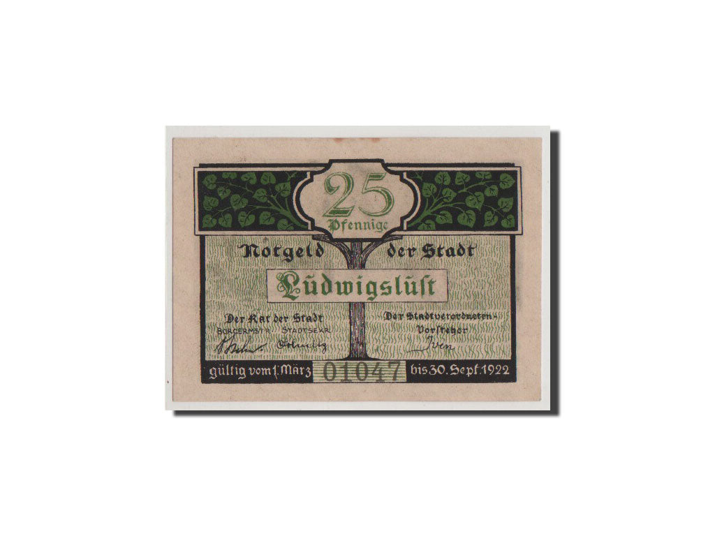 Banconote, Germania, Ludwigslust, 25 Pfennig, 1922, FDS, Mehl:818.2