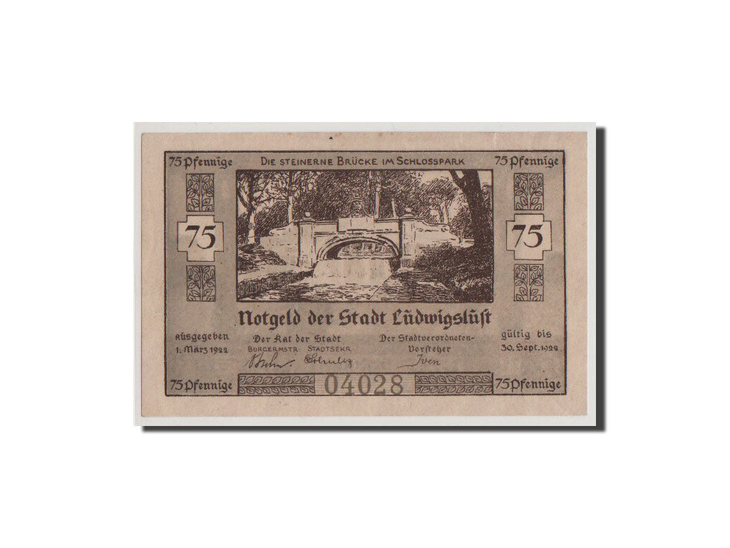 Geldschein, Deutschland, Ludwigslust, 75 Pfennig, 1922, UNZ, Mehl:818.2