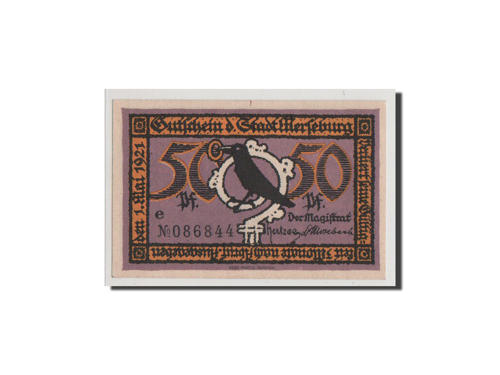Billete, Alemania, Merseburg Stadt, 50 Pfennig, 1921, UNC, Mehl:884.1