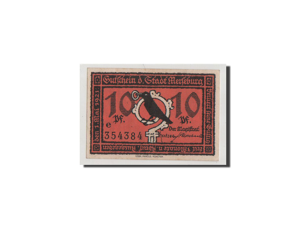 Billet, Allemagne, Merseburg Stadt, 10 Pfennig, 1921, SPL+, Mehl:884.1