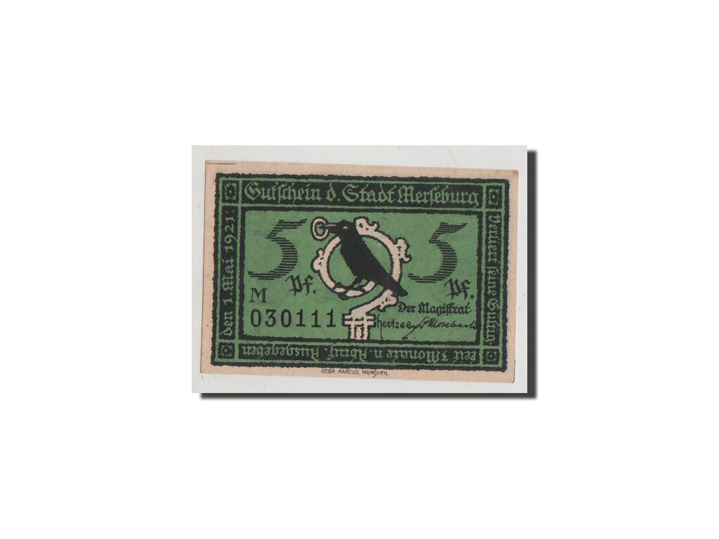 Geldschein, Deutschland, Merseburg Stadt, 5 Pfennig, 1921, UNZ-, Mehl:884.1