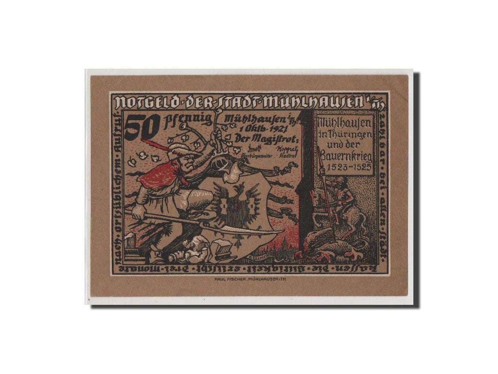 Geldschein, Deutschland, Provinz Sachsen, Thüringischer Teil, 50 Pfennig, 1921