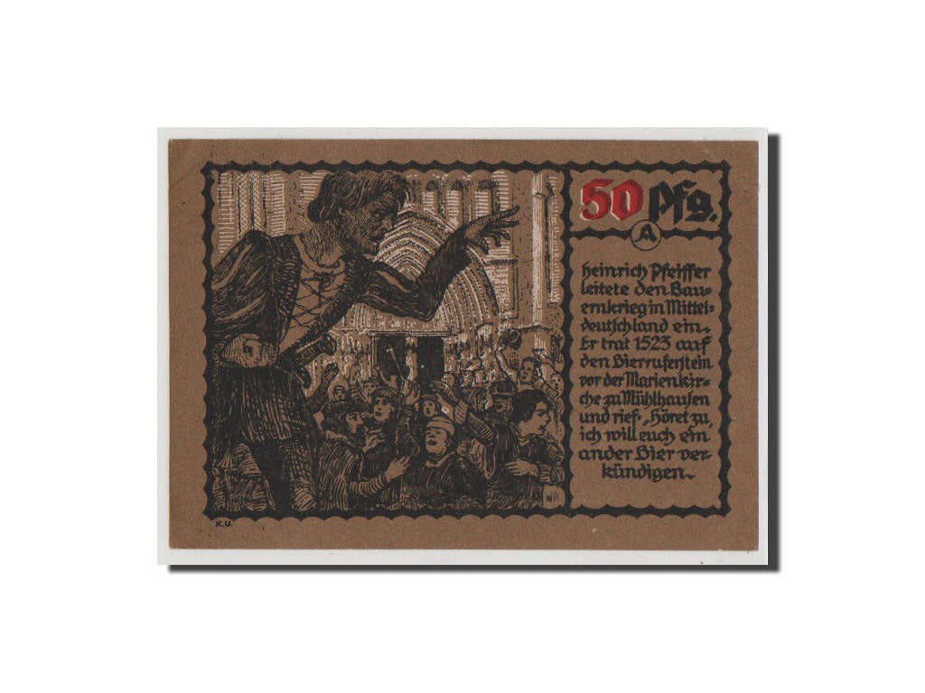 Geldschein, Deutschland, Provinz Sachsen, Thüringischer Teil, 50 Pfennig, 1921