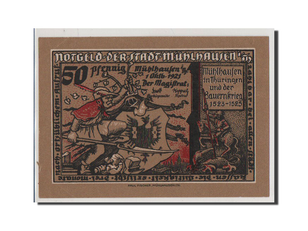 Geldschein, Deutschland, Provinz Sachsen, Thüringischer Teil, 50 Pfennig, 1921