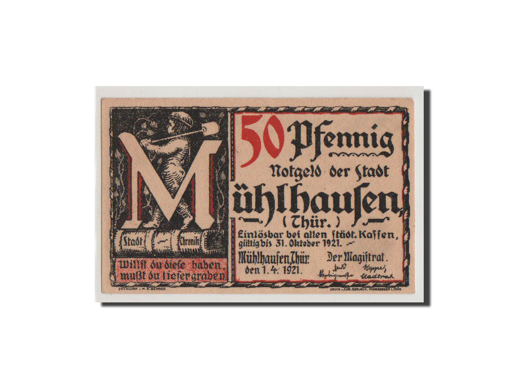 Geldschein, Deutschland, Provinz Sachsen, Thüringischer Teil, 50 Pfennig, 1921