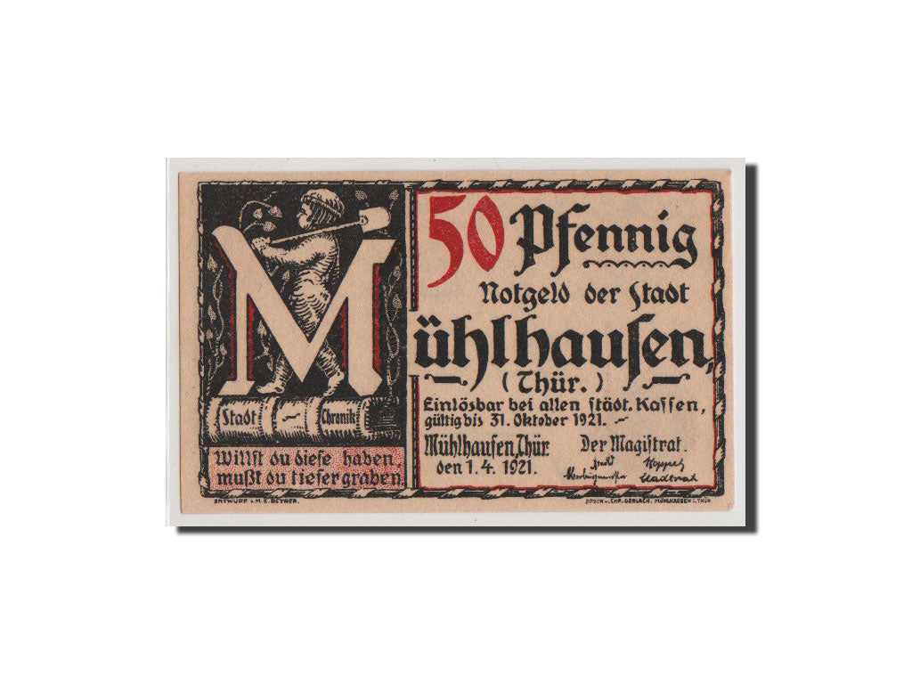 Geldschein, Deutschland, Provinz Sachsen, Thüringischer Teil, 50 Pfennig, 1921