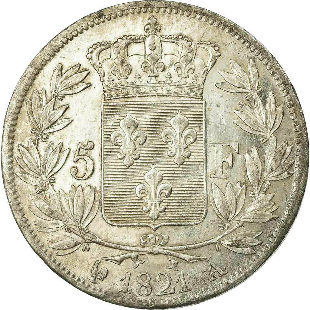 Coin, France, Louis XVIII, Louis XVIII, 5 Francs, 1821, Paris, AU(50-53)