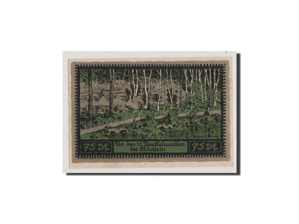 Geldschein, Deutschland, Mucheln Stadt, 75 Pfennig, 1921, UNZ, Mehl:902.1
