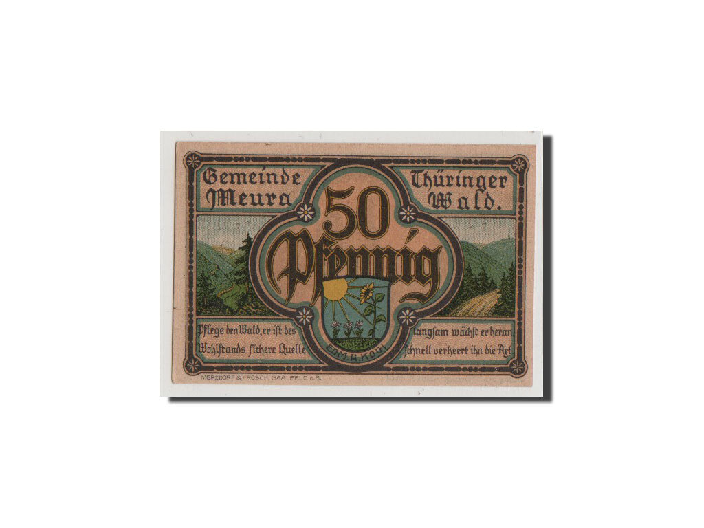 Geldschein, Deutschland, Meura, 50 Pfennig, 1921, UNZ, Mehl:886.1b