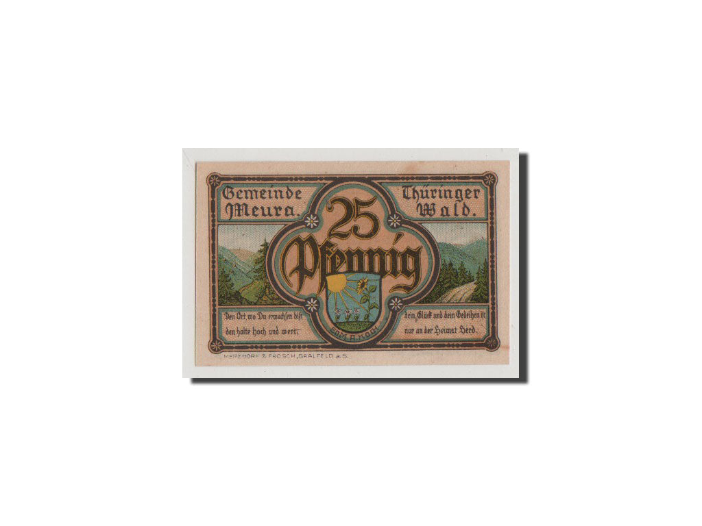 Geldschein, Deutschland, Meura, 25 Pfennig, 1921, UNZ, Mehl:886.1b