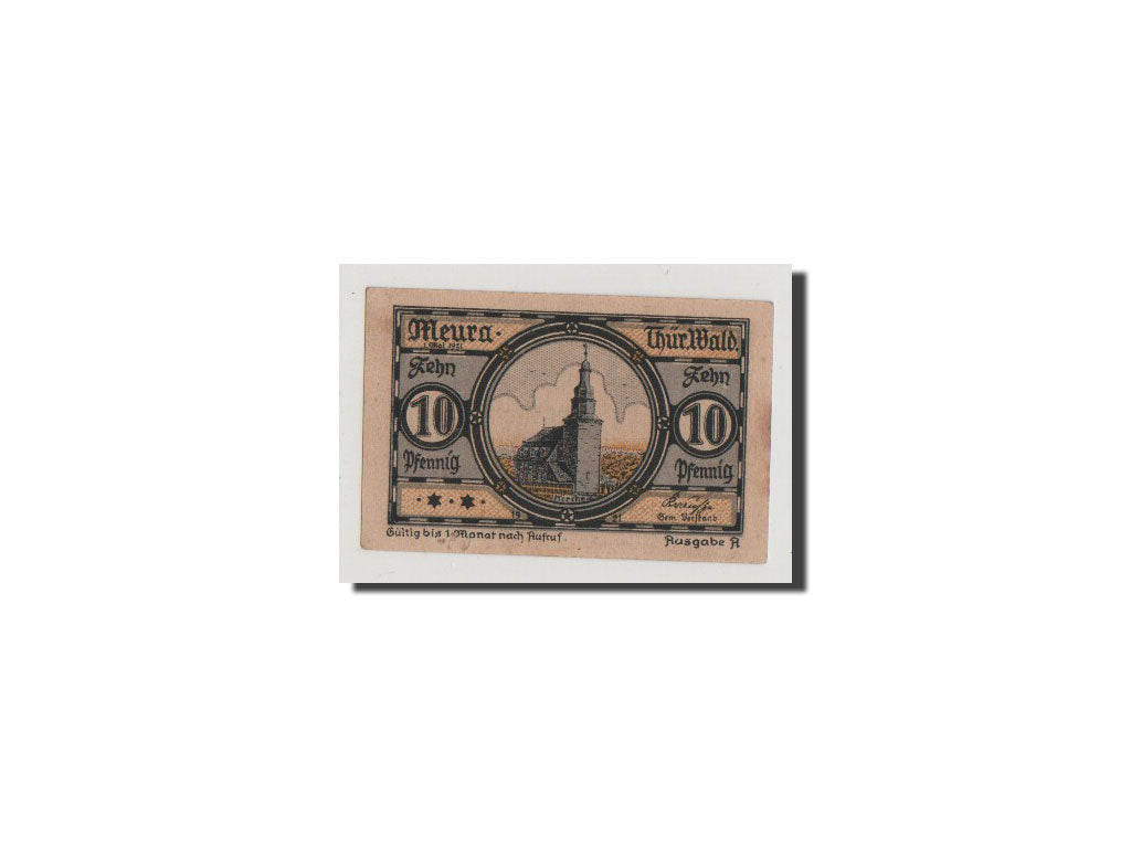 Geldschein, Deutschland, Meura, 10 Pfennig, 1921, UNZ-, Mehl:886.1a