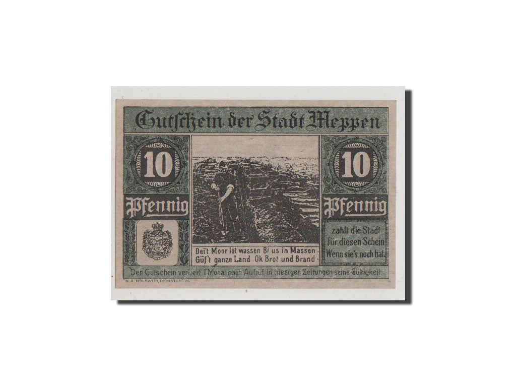 Geldschein, Deutschland, Meppen, 10 Pfennig, 1921, UNZ, Mehl:883.1