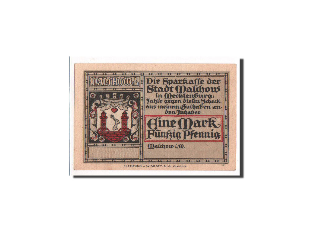 Geldschein, Deutschland, Malchow Stadt, 1.5 Mark, UNZ, Mehl:863.3c