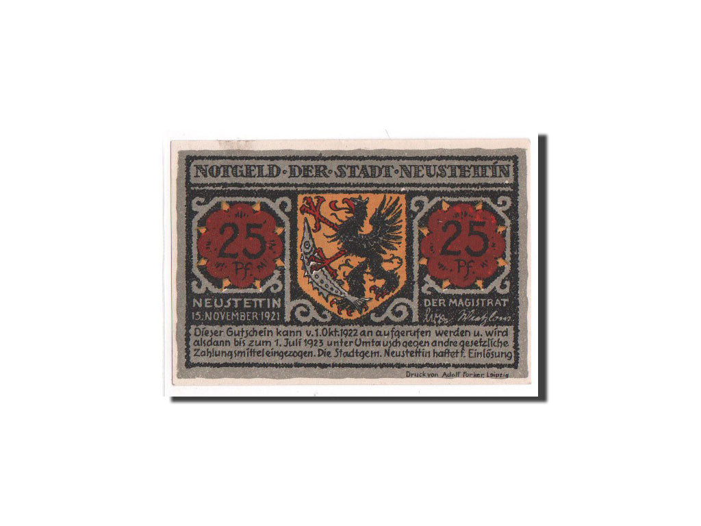 Banconote, Germania, Neustadt Am Rubenberge Stadt, 25 Pfennig, 1921, FDS