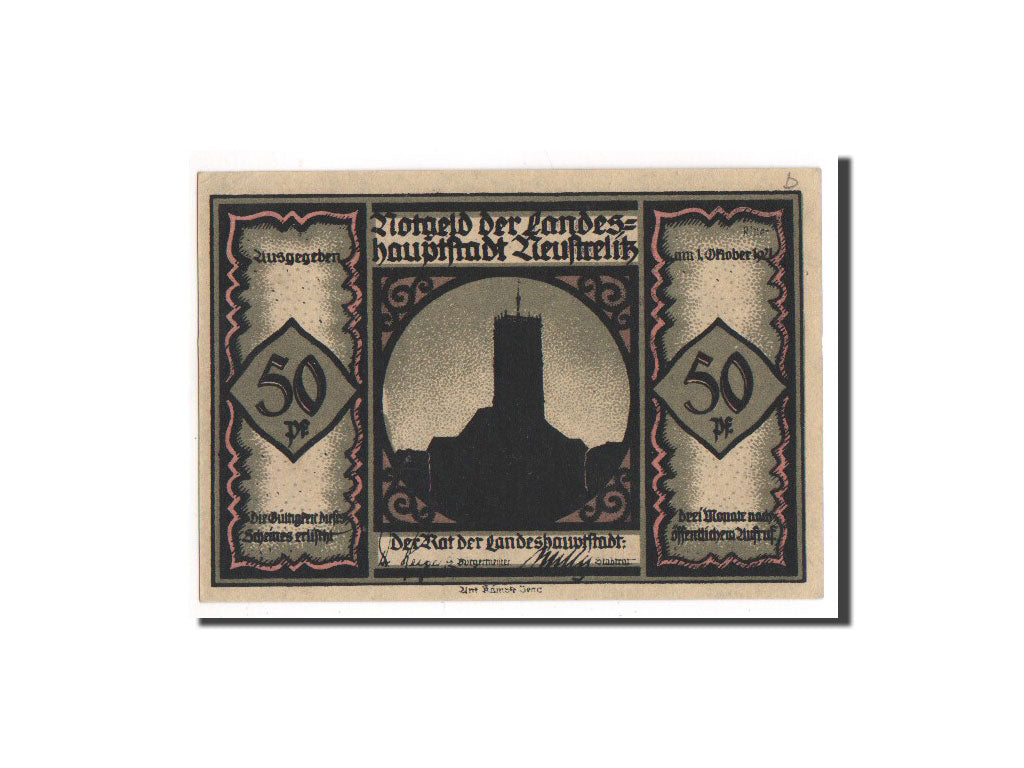 Banconote, Germania, Neustrelitz Stadt, 50 Pfennig, 1921, FDS, Mehl:969.2