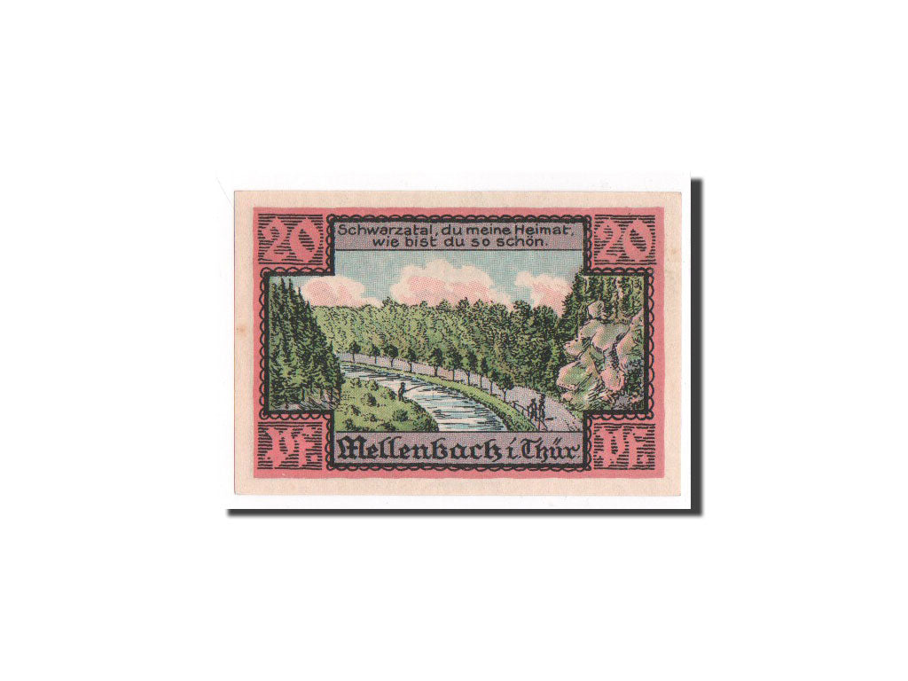 Banconote, Germania, Mellenbach Gemeinde, 20 Pfennig, 1921, FDS, Mehl:880.1a