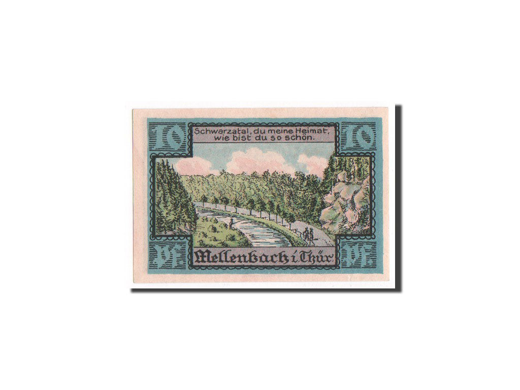 Banconote, Germania, Mellenbach Gemeinde, 10 Pfennig, 1921, FDS, Mehl:880.1a