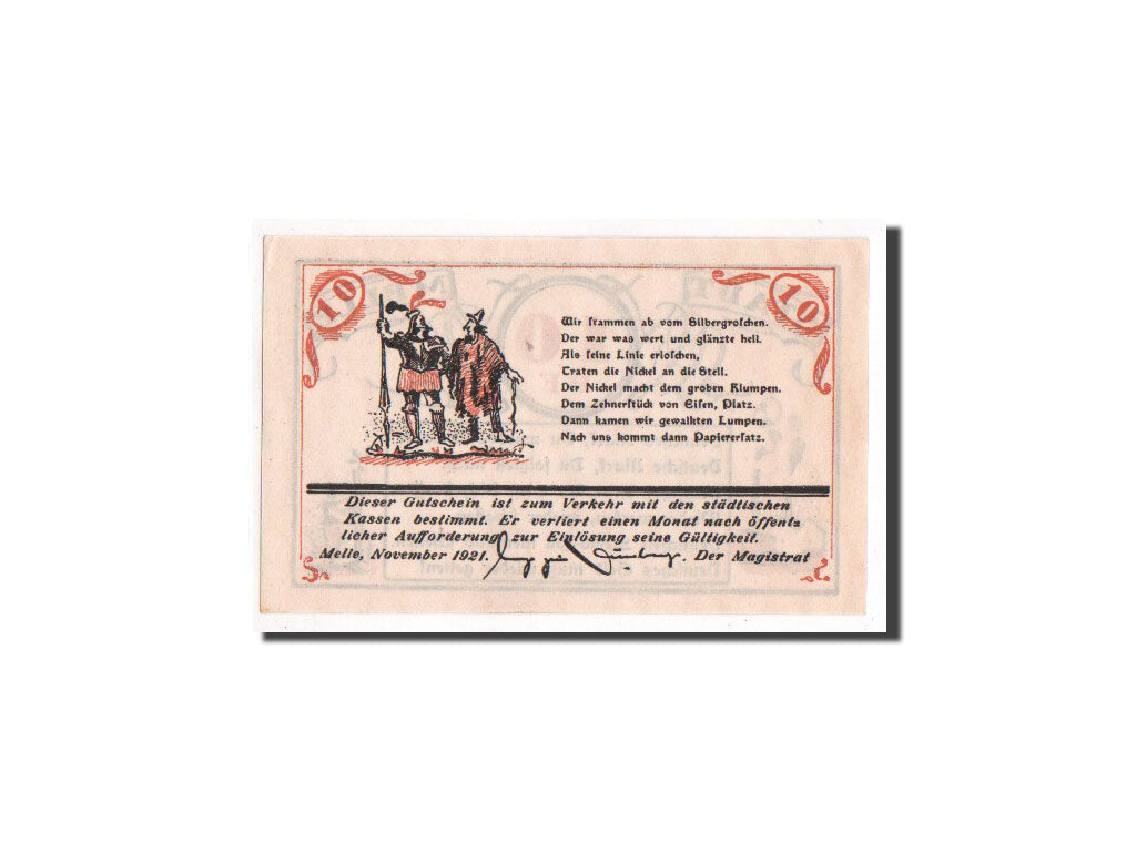 Banconote, Germania, Melle Stadt, 10 Pfennig, 1921, 1921-11-01, FDS, Mehl:879.1