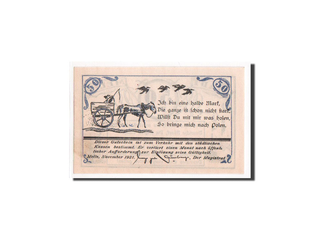 Banconote, Germania, Melle Stadt, 50 Pfennig, 1921, 1921-11-01, FDS, Mehl:879.1
