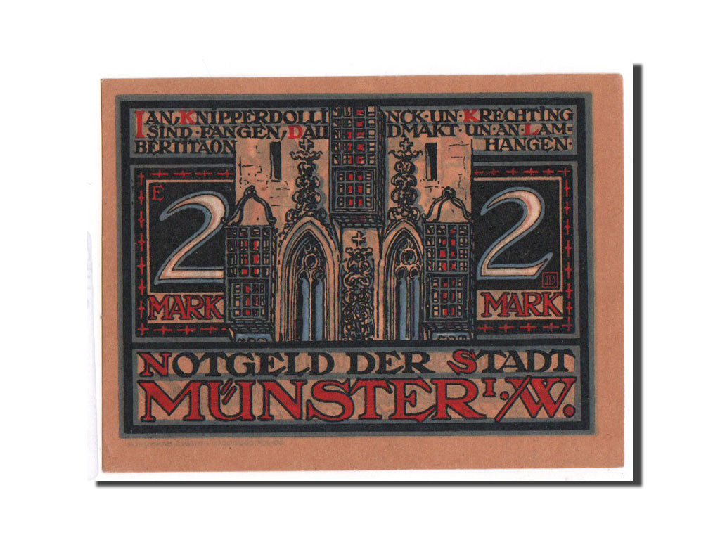 Banknote, Germany, Munster, 2 Mark, 1921, UNC(65-70), Mehl:916.2b