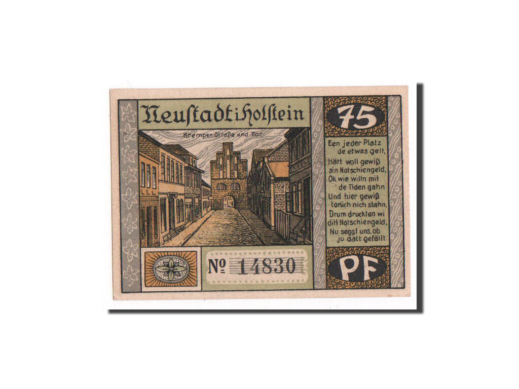 Banknote, Germany, Neustadt i. Holstein Stadt, 75 Pfennig, UNC(65-70)