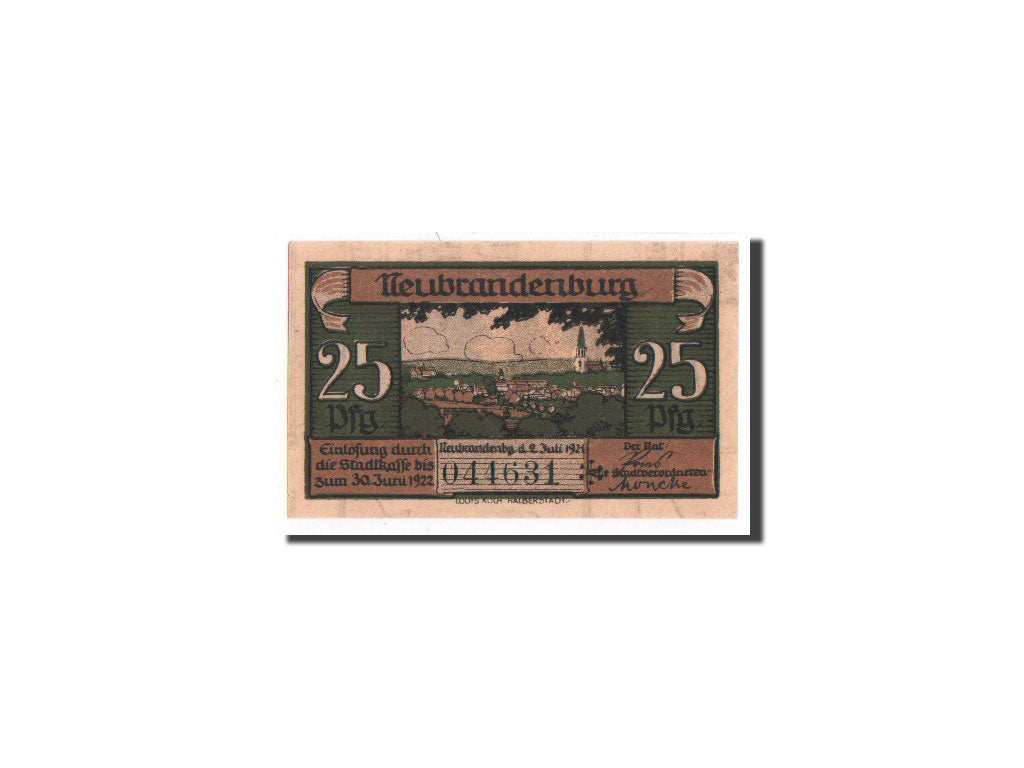 Banknote, Germany, Neubrandenburg Stadt, 25 Pfennig, 1921, UNC(65-70)