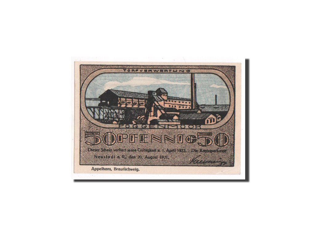 Geldschein, Deutschland, Neustadt Am Rubenberge Stadt, 50 Pfennig, 1921, UNZ