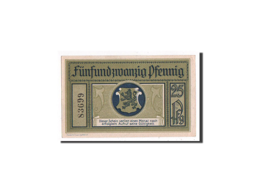 Banknote, Germany, Leutenberg, 25 Pfennig, 1921, UNC(65-70), Mehl:796.1a