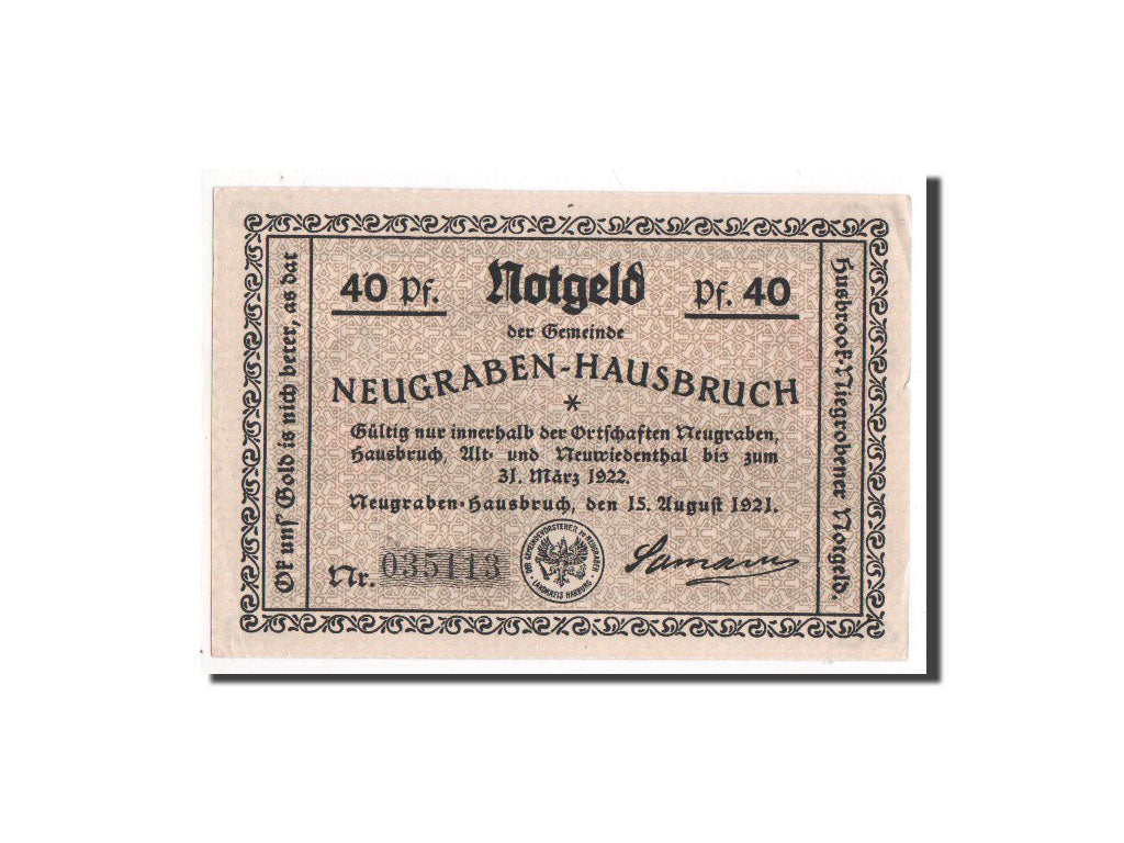Banknote, Germany, Neugraben Hausbruch, 40 Pfennig, 1921, UNC(65-70)