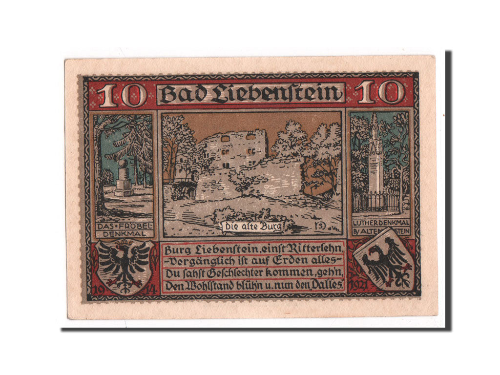 Geldschein, Deutschland, Liebenstein Bad Gemeinde, 10 Pfennig, UNZ, Mehl:799.1a