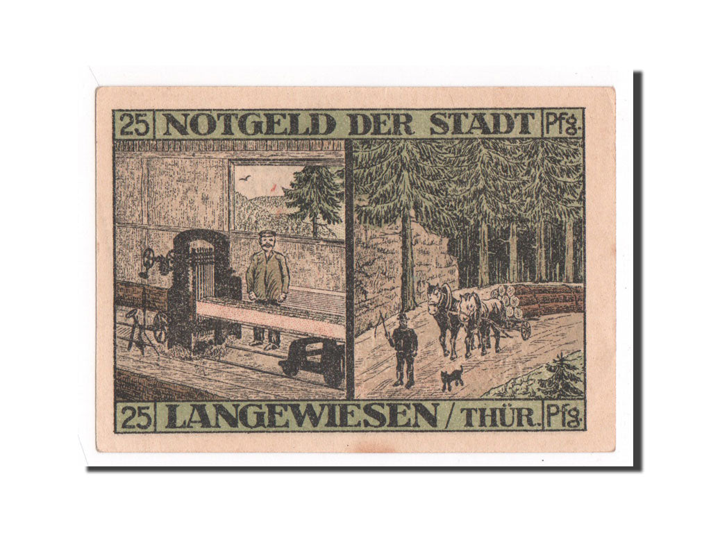 Banknote, Germany, Langewiesen, 25 Pfennig, 1921, UNC(64), Mehl:772.1a
