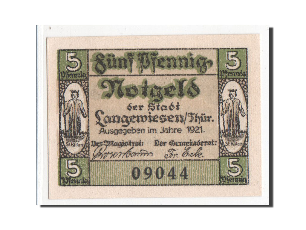 Banknote, Germany, Langewiesen, 5 Pfennig, 1921, UNC(65-70), Mehl:772.1b