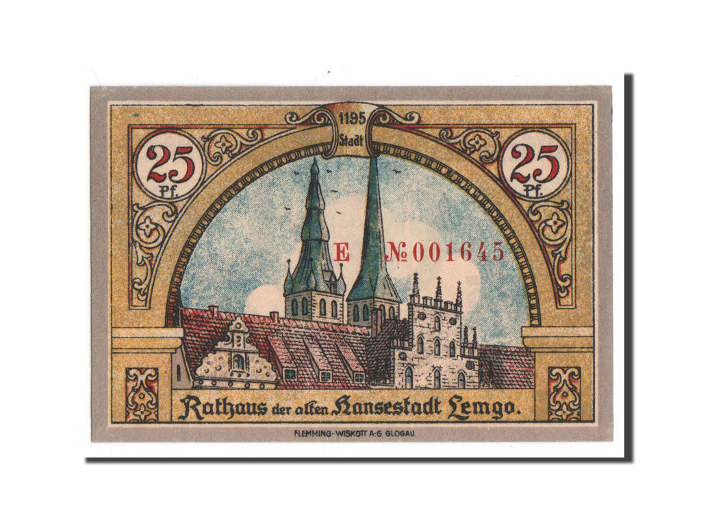 Banknote, Germany, Lemgo Stadt, 25 Pfennig, 1921, UNC(65-70), Mehl:789.3
