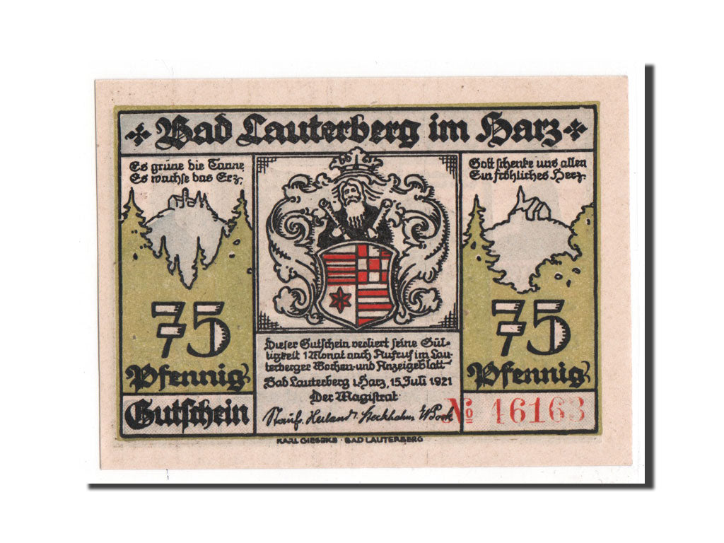 Banknote, Germany, Lauterberg, 75 Pfennig, 1921, UNC(65-70), Mehl:779.1b