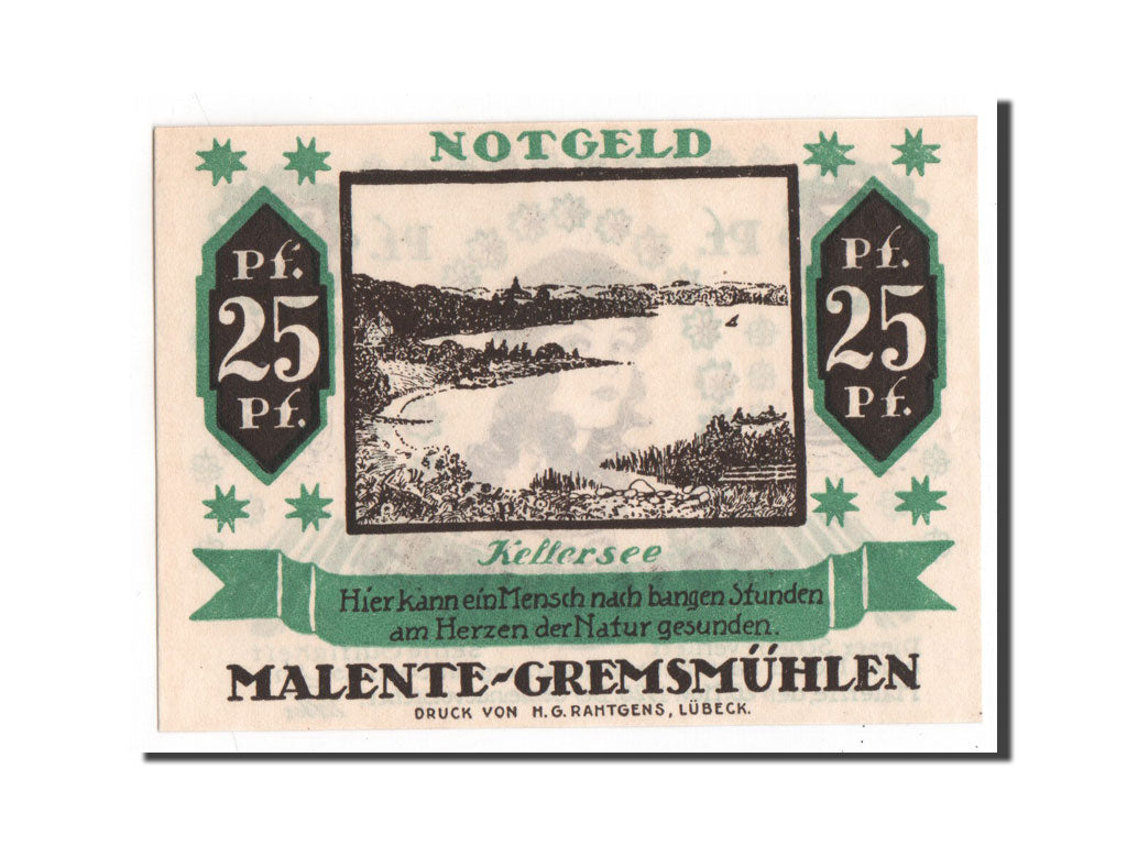 Banknote, Germany, Malente Gremsmuhlen Germeinde, 25 Pfennig, 1920, UNC(65-70)