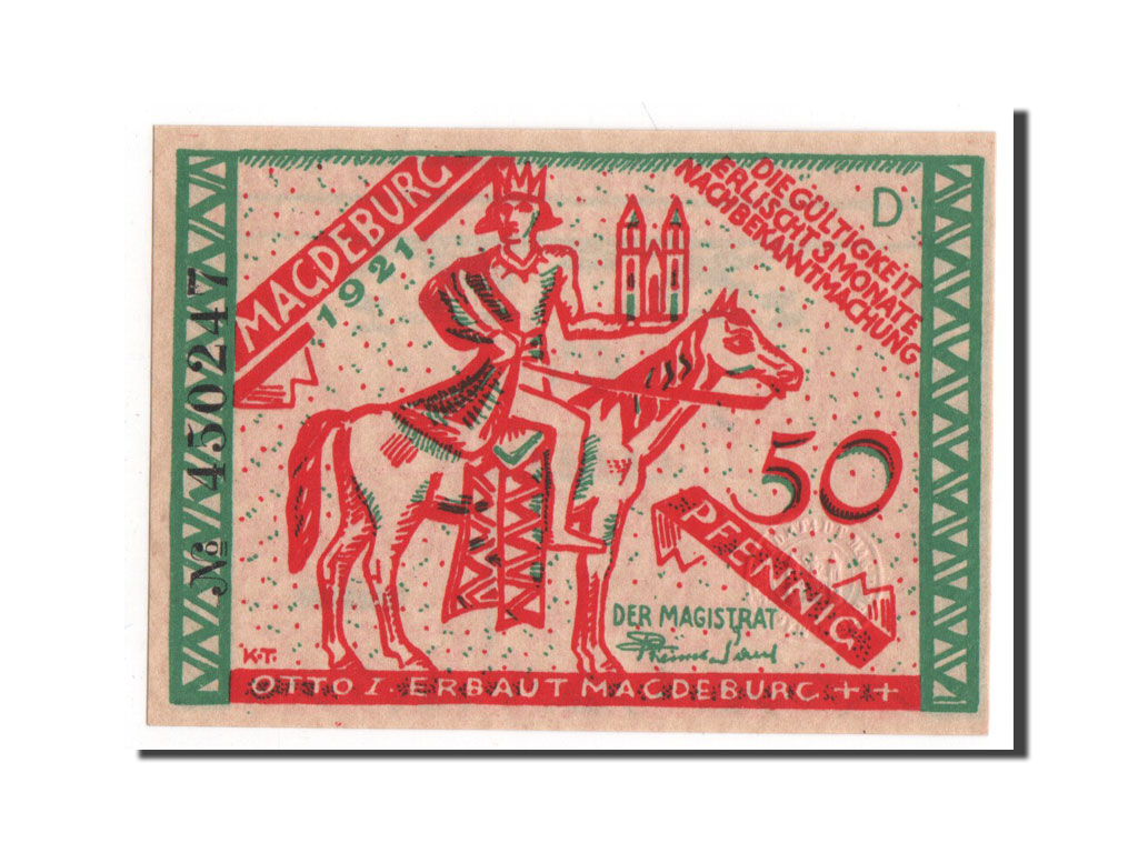 Banconote, Germania, Magdeburg Stadt, 50 Pfennig, 1921, FDS, Mehl:857.1