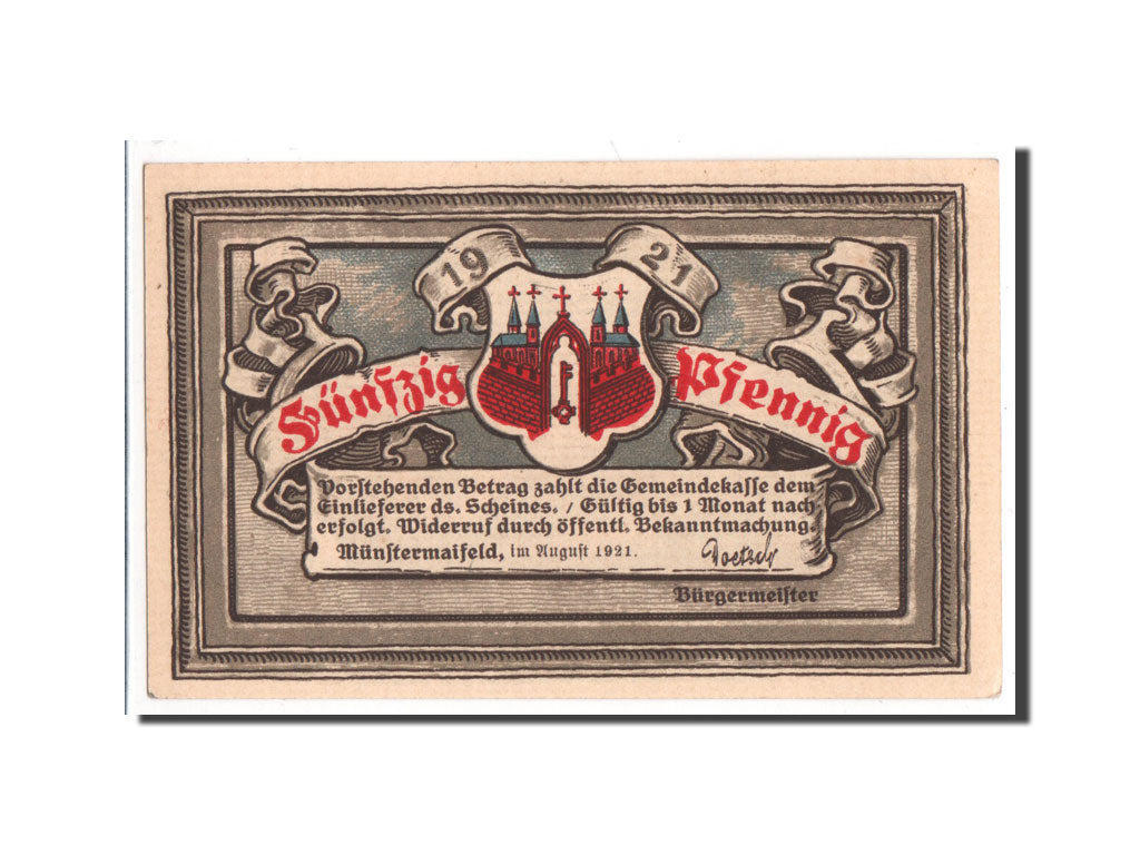 Banconote, Germania, Munster, 50 Pfennig, 1921, 1921-08-01, FDS, Mehl:919.1