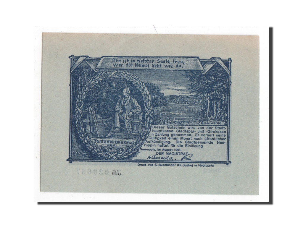 Banknote, Germany, Neuruppin Stadt, 50 Pfennig, 1921, 1921-08-01, UNC(65-70)