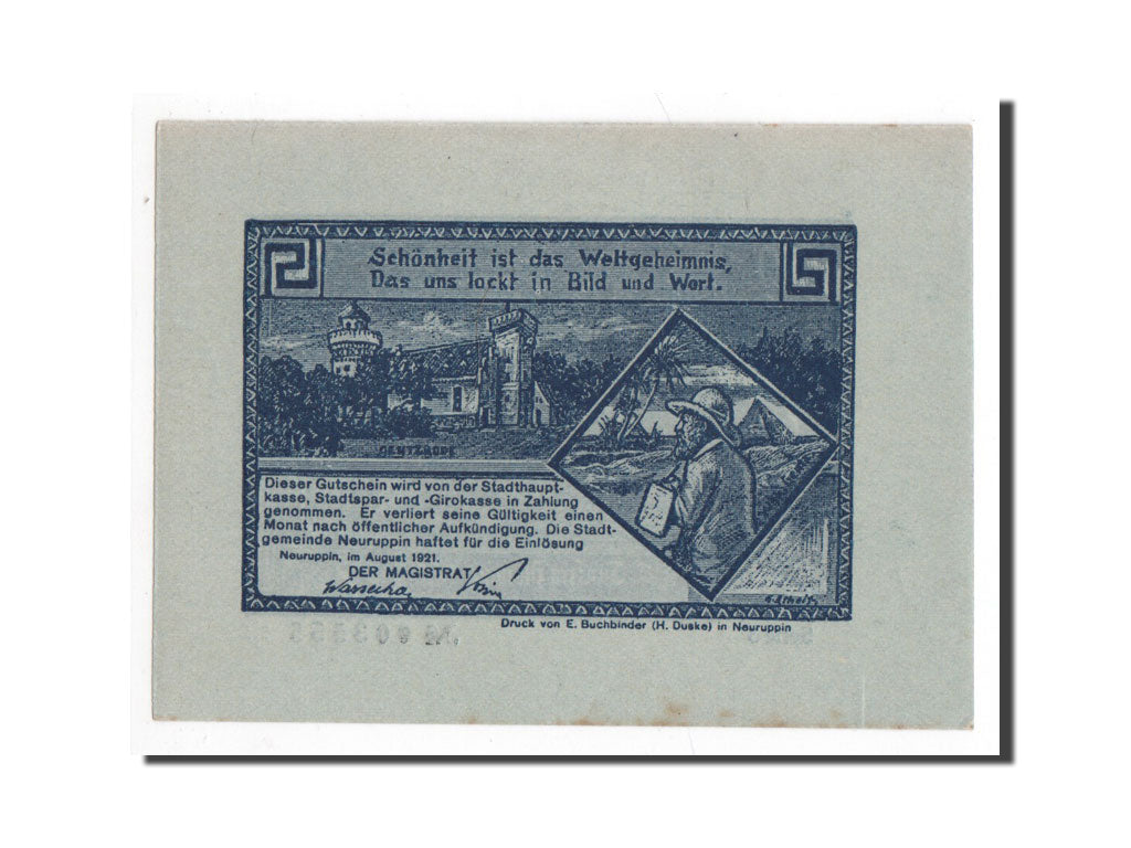 Banknote, Germany, Neuruppin Stadt, 50 Pfennig, 1921, 1921-08-01, UNC(65-70)