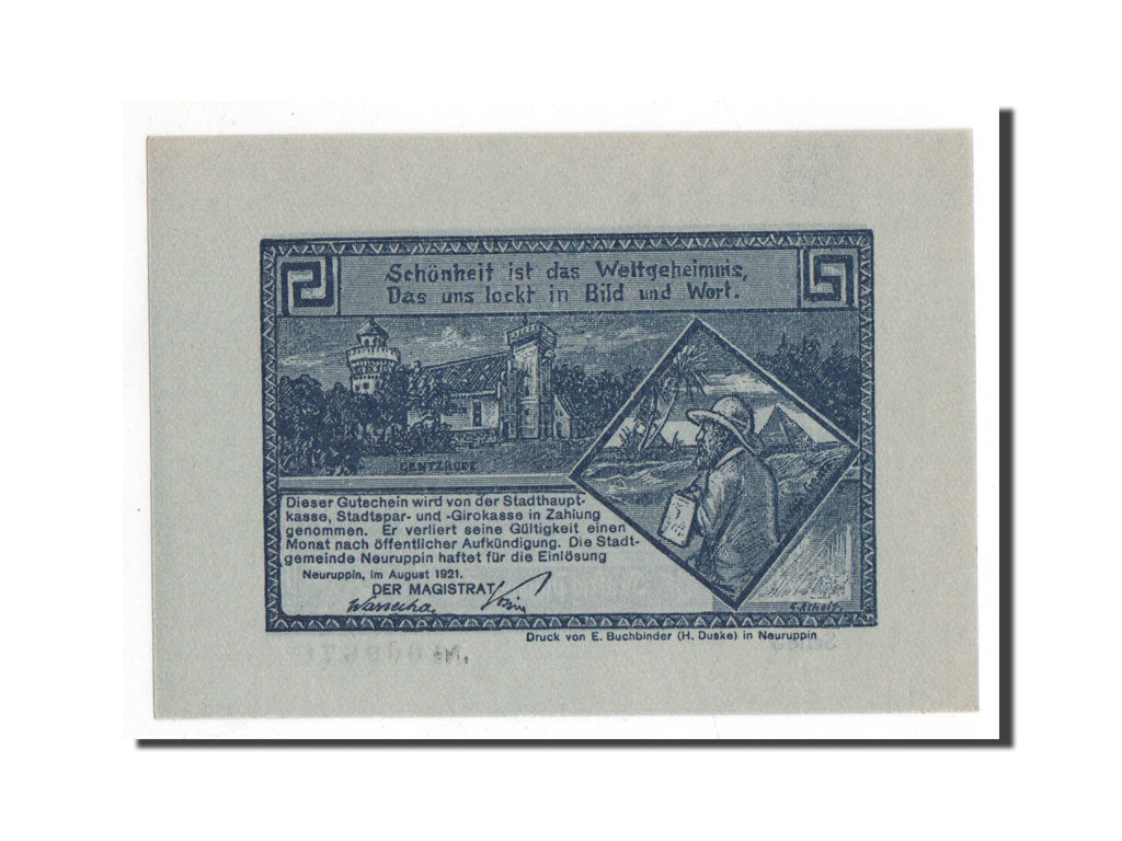 Banknote, Germany, Neuruppin Stadt, 50 Pfennig, 1921, 1921-08-01, UNC(65-70)