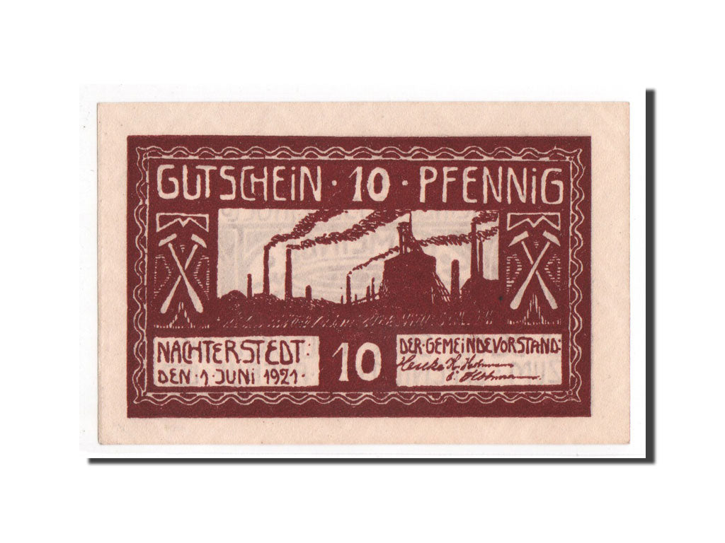 Banknote, Germany, Nachterstedt Gemeinde, 10 Pfennig, 1921, UNC(65-70)