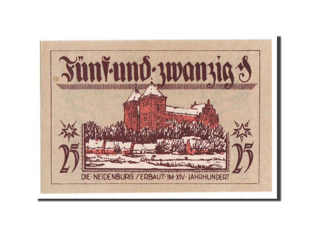 Banknote, Germany, Neidenburg Stadt, 25 Pfennig, 1921, 1921-11-01, UNC(65-70)