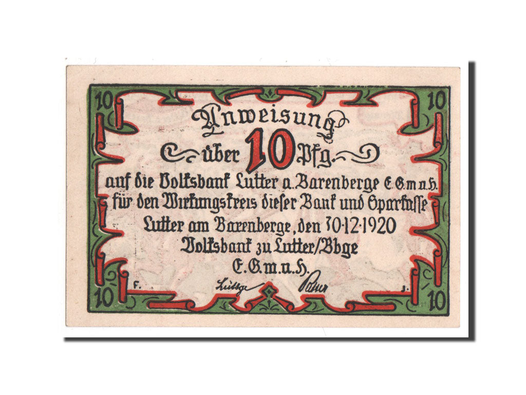 Banknote, Germany, Lutter am Barenberge, 10 Pfennig, 1920, UNC(65-70)