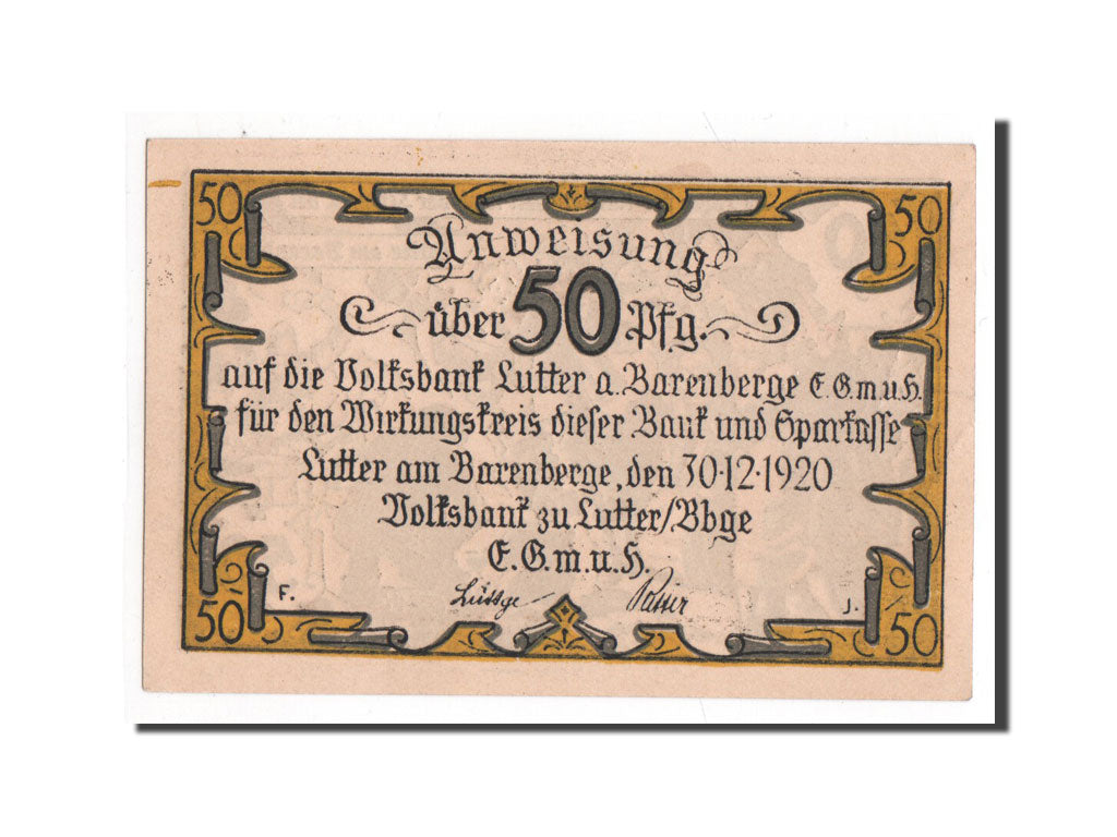 Banknote, Germany, Lutter am Barenberge, 50 Pfennig, 1920, UNC(65-70)