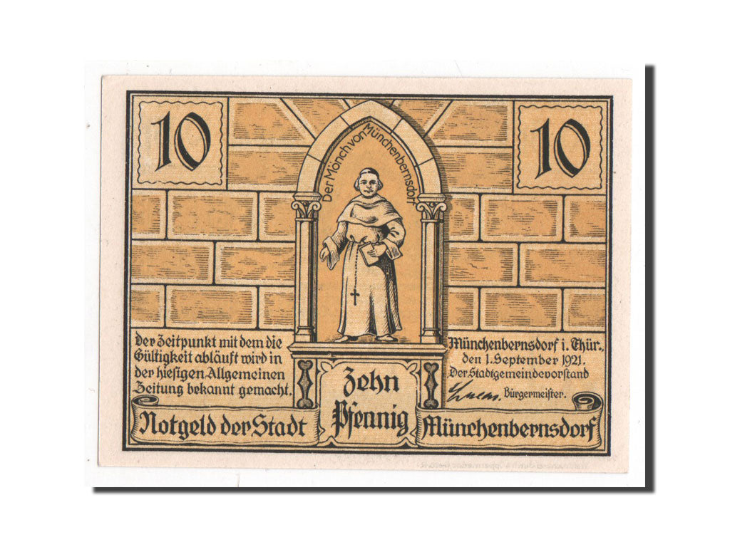 Banknote, Germany, Munchenbernsdorf, 10 Pfennig, 1921, UNC(65-70), Mehl:911.3